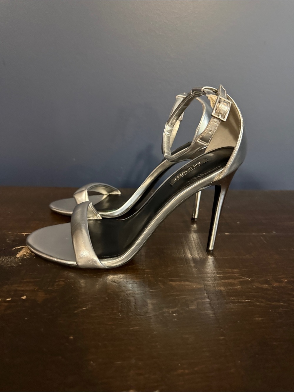 Nine West Teeya Ankle Strap Dress Sandals Silver US